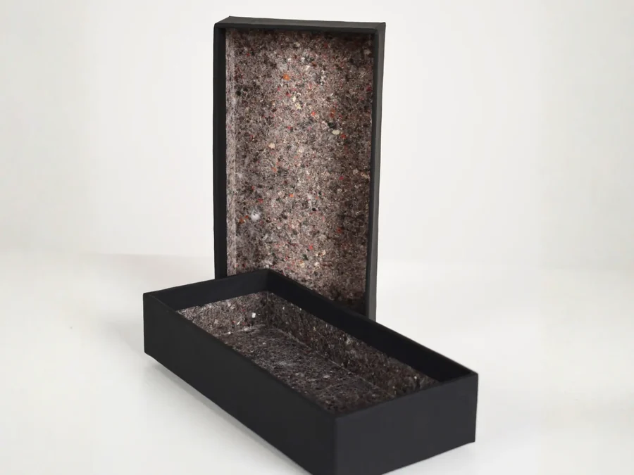 Packaging made with recycled leather