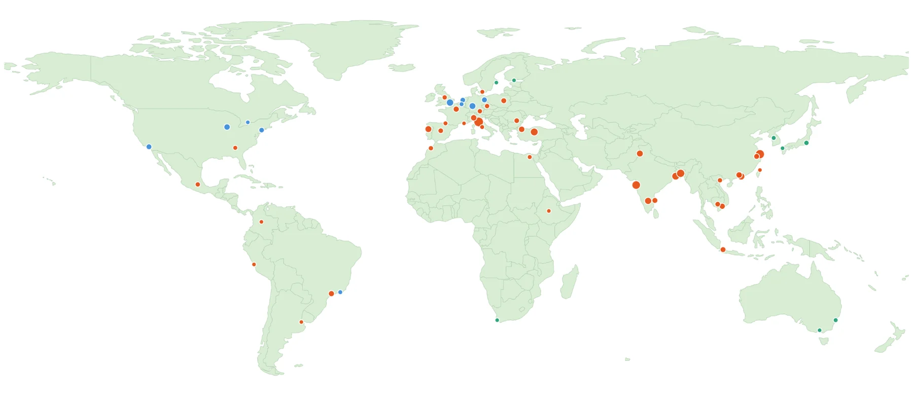 World map showing the Zerow circular partner network