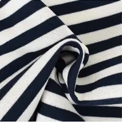 Felpa di cotone stretch a righe blu navy e avorio